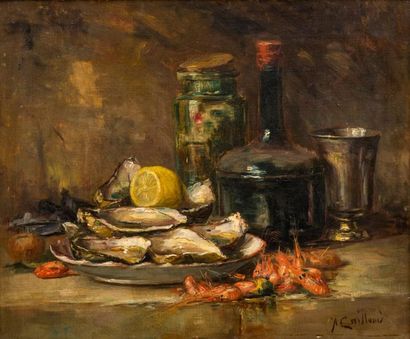 null Alfred Benoît CAILLAUD (1858-1940)
Nature morte aux crevettes, huitres, citron...