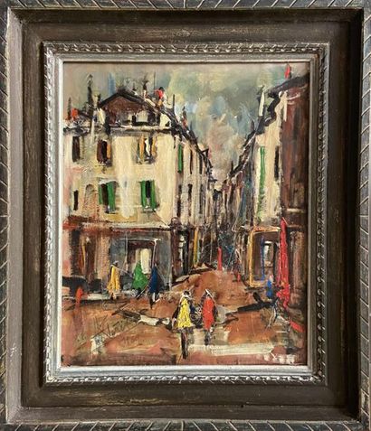 null Hubert CLERISSI (né en 1923)
Rue animée, Paris
Huile sur toile signée en bas...