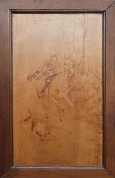 null Charles Fernand DE CONDAMY (c.1855-1913)
Chasse à courre
Deux panneaux de bois...