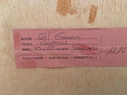 null Gil GRANERO
"Composicio"
Technique mixte sur papier
35 x 45 cm. (étiquette exposition...