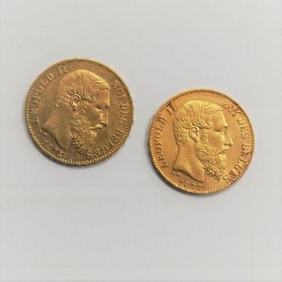 null Two 20 Belgian Francs gold coins