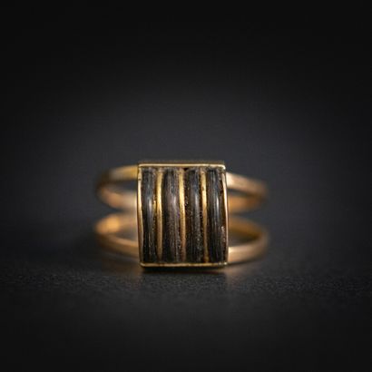 null Elephant hair bridge ring, gold setting 

Gross weight: 5.9 g - Finger: 63