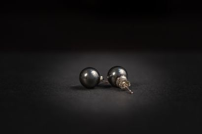 null Puce d'oreille perles de culture gris diam : 10mm environ, fermoir en argent...