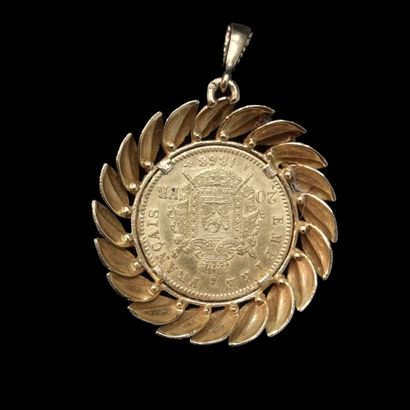null 20 francs gold coin Napoleon III 1868 A, mounted in pendant.

Weight : 14,6...