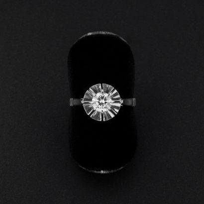 null Bague solitaire diamant taille brillant, 0.42 carat , couleur M, pureté SI,...