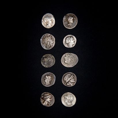 null ROMAN REPUBLIC 

batch of 10 silver denarii