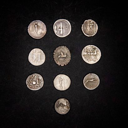 null ROMAN REPUBLIC 

lot of 10 silver denarii to be determined