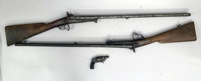 null Lot composé de deux fusils de chasse juxtaposés à broche système Lefaucheux...