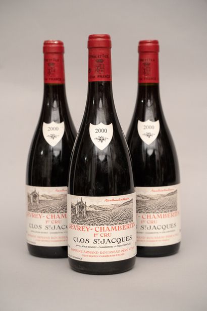 null 3 bottles GEVREY-CHAMBERTIN "Clos Saint Jacques 1er cru", A. Rousseau 2000