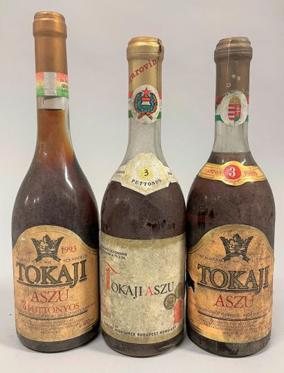 null 3 bottles TOKAJI "3 Puttonyos", (1980 MB, 1988, 1993)