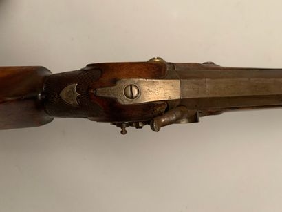 null Beautiful Germanic rifle with central percussion and lock at the front resulting...