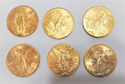 null 6 pièces de 50 Pesos en or de 1947