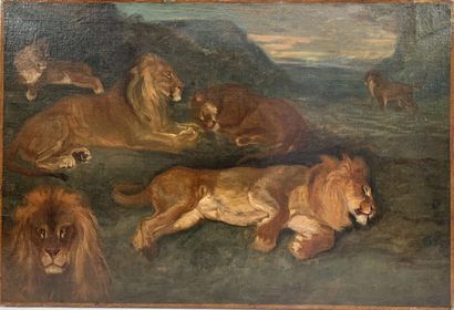 null Ecole Française milieu XIXe

Etude de lions et lionnes

Huile sur toile anciennement...