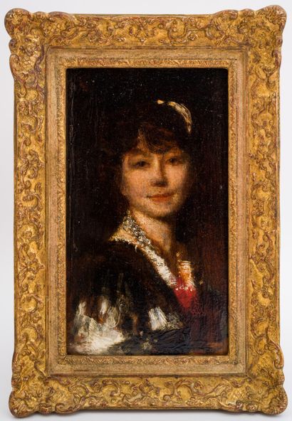 null Dans l'esprit d'Emile Auguste CAROLUS-DURAN 

Portrait de jeune femme

Huile...