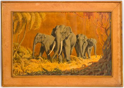null Jacques CARTIER (1907-2001)

La marche des éléphants

Huile et feuilles d'or...
