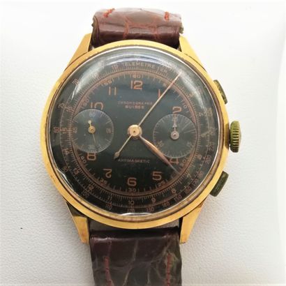 null Montre Chronographe, boitier 35mm en or, mouvement mécanique, 

Vers 1960

Bracelet...