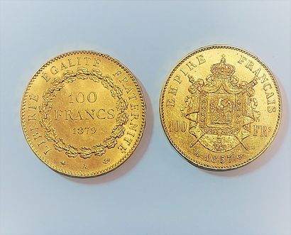 null 2 pièces 100 Fr or (1857,1879)