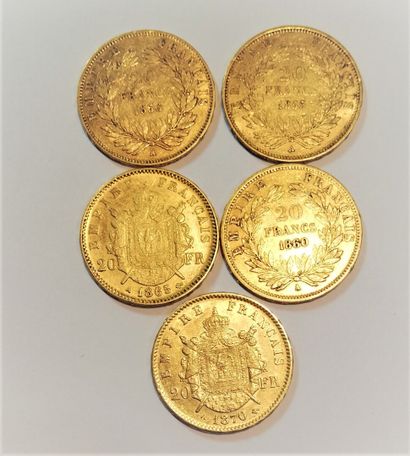 null 5 pièces 20 Francs or ( 1855-1856-1860-1865-1870 )