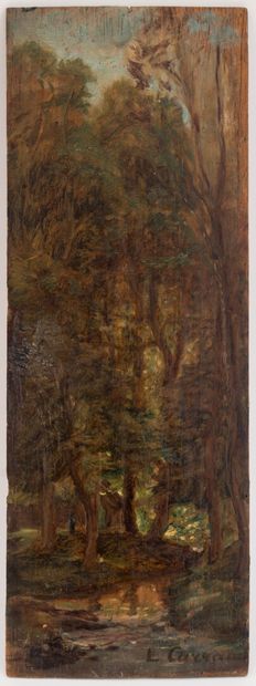 null Louis Hilaire CARRAND (1821-1899)

Vue de forêt animée

Huile sur panneau signé...