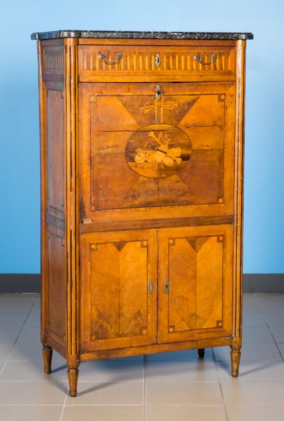 null Secretary in marquetry decorated with attributes of musical instruments.

Marble...