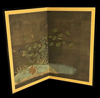 null Paravent à deux feuilles à décor de cailles.

Style japonais.

XXe

103 x 128...