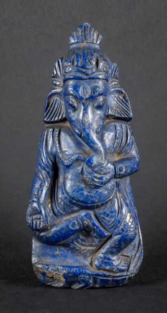 null Subject in lapis lazuli representing Ganesh.

India, early 20th century

H :...