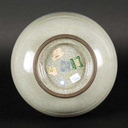 null Hu vase in porcelain and celadon crackle enamel. Apocryphal mark Yongzheng on...