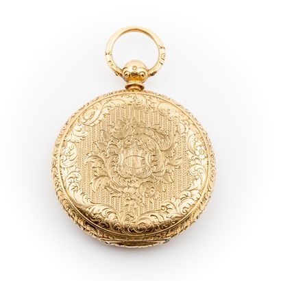 null Gold soap watch, case richly decorated with garlands of foliage and flowers,...