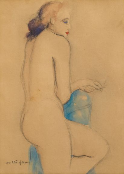 null André FAU (1896-1982)

Portrait de fumeuse

Crayon et auqarelle signé en bas...