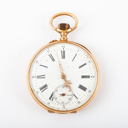 null Pocket watch, double gold case 

Gross weight: 58.8 g - shocks - oxidation accident...