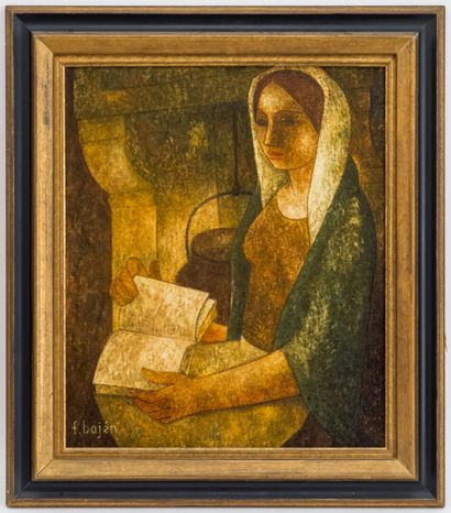 null Francisco BAJEN (1912-2014)

Woman reading by the fireplace

Oil on canvas,...