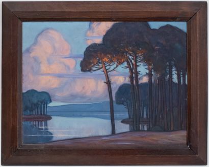  Jean-Roger SOURGEN (1883 - 1978) 
Le Lac d'Hossegor 
Huile sur panneau, signée en...