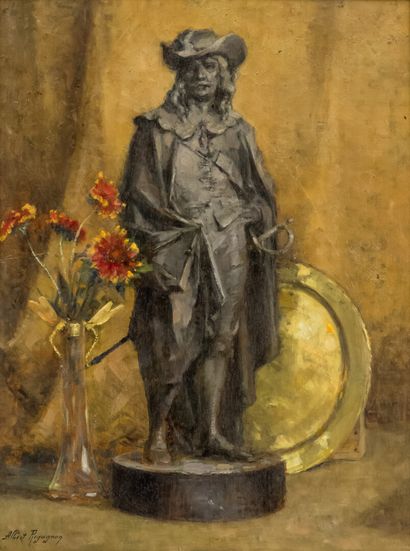 null Albert REGAGNON (1874-1961)

Still life with a musketeer sculpture

Oil on panel...
