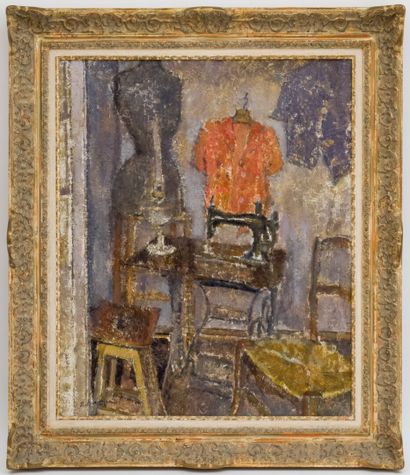 null Raoul BERGOUGNAN (1900 - 1982)

Interior with a sewing machine

Oil on panel,...