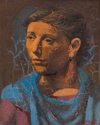 null Antonin MAYO ( 1905-1990)

Head of a woman with a blue veil 

Oil on isorel,...