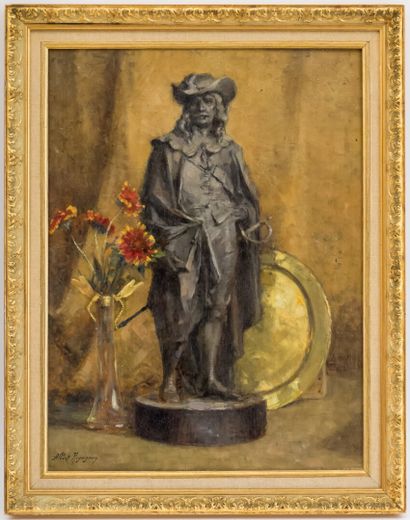 null Albert REGAGNON (1874-1961)

Still life with a musketeer sculpture

Oil on panel...