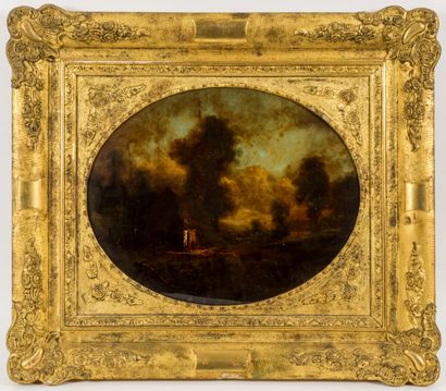 null FRENCH SCHOOL, circa 1830

Landscape

Painting fixed under oval glass

32 x...