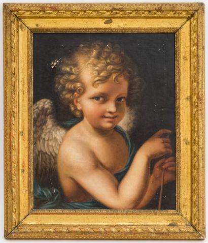 null FRENCH SCHOOL MID 19th century

Cupid pointing his arrow

Oil on canvas

46...