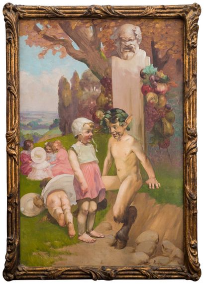 null André Pierre LUPIAC (1873-1956)

The little girls and the faun

Oil on canvas...
