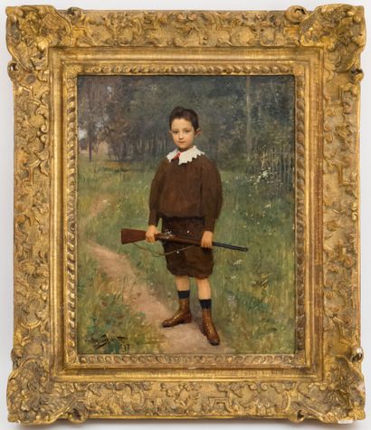 null Victor Gabriel GILBERT (1847-1935)

Young boy with a shotgun

Oil on mahogany...