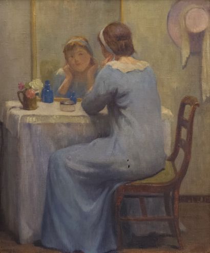 null FRENCH SCHOOL, circa 1920

Young woman at the toilet

Oil on canvas

64 x 53...
