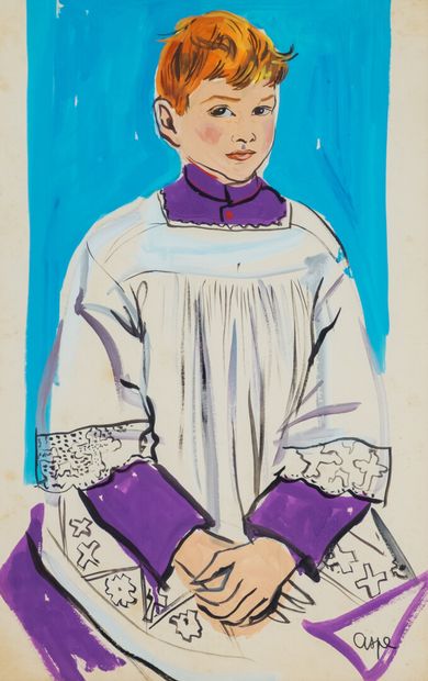 null Renée ASPE (1929-1969)

The Child of Heart of Clermont-Le-Fort

Gouache on paper...