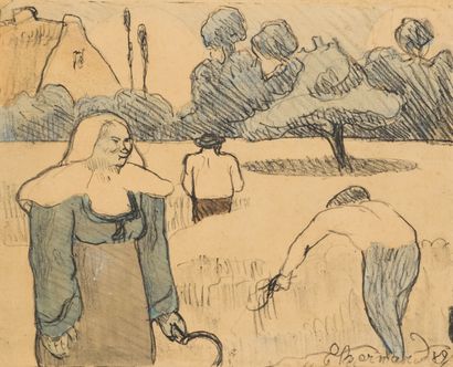 null Émile BERNARD (1868-1941) 

Harvest in Brittany

Zincography 

24,5 x 30 cm...