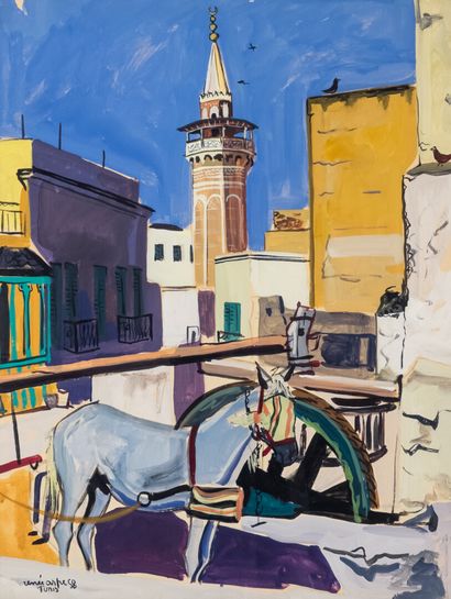 null Renée ASPE (1929-1969)

Tunis

Gouache on paper signed in lower right corner.

63...