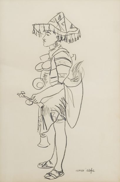 null Renée ASPE (1929-1969)

Character in traditional costume

Charcoal drawing signed...