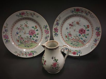 null China



Two porcelain plates with polychrome decoration of enamels of the pink...