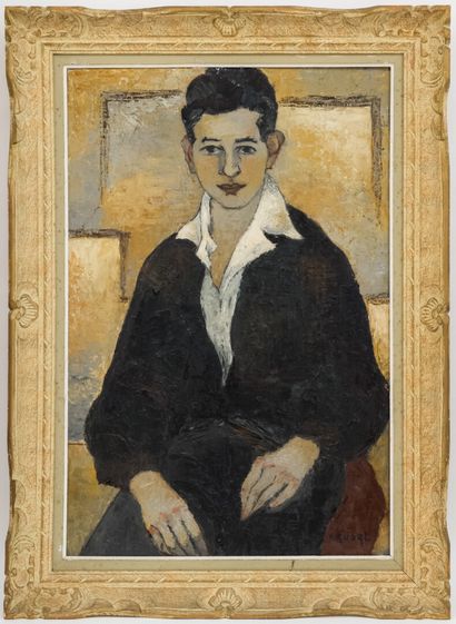 null Roger CRUSAT (1917-1994) 

Portrait d'un jeune garçon : Gilbert, 1957

Huile...