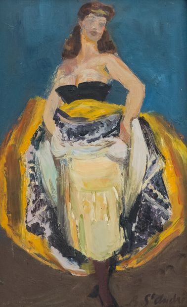 null Louis BERTHOMMÉ-SAINT-ANDRÉ (1905-1977)

Femme au bustier noir et robe jaune

Huile...