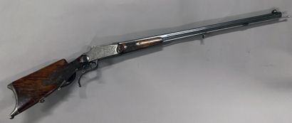 null Beautiful single shot rifle with falling block and heavy octagonal fluted barrel...