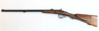 null Rifle system Flobert, trigger guard volute. Checkered walnut stock, left cheekpiece...
